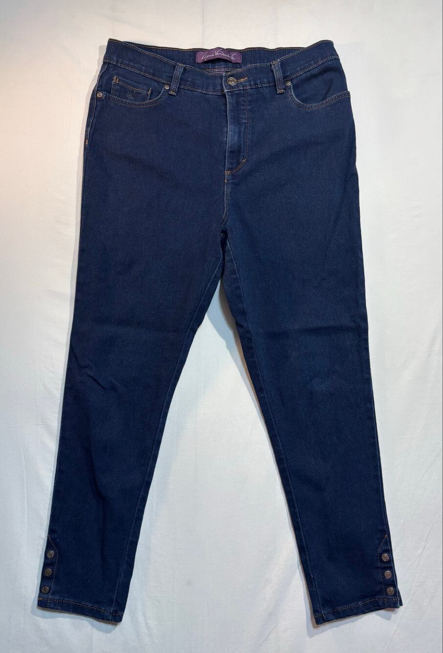 Gloria Vanderbilt Amanda Womens Size 12 Slim Straight Ankle Jeans Button Hem